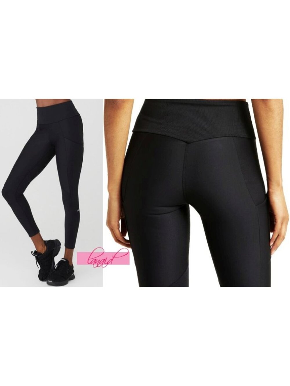 Alo Ribbed Airlift High-Waist 7/8 Enchanted Leggings Pockets Hi-Rise Skinny Pant